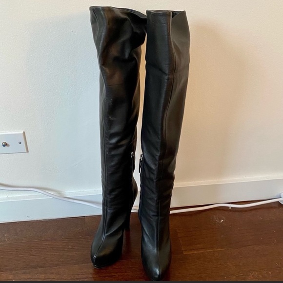 Giuseppe black leather platform over the knee boots - Picture 3 of 3